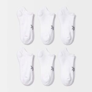 Women's Cushioned 6pk No Show Socks - All In Motion - White - sz 4-10 - new